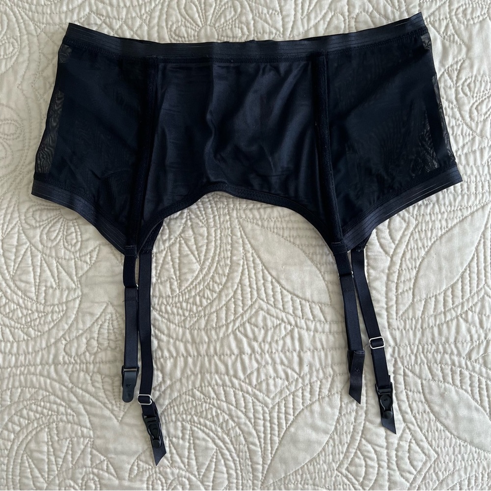 Victoria's Secret black garter belt with hosiery